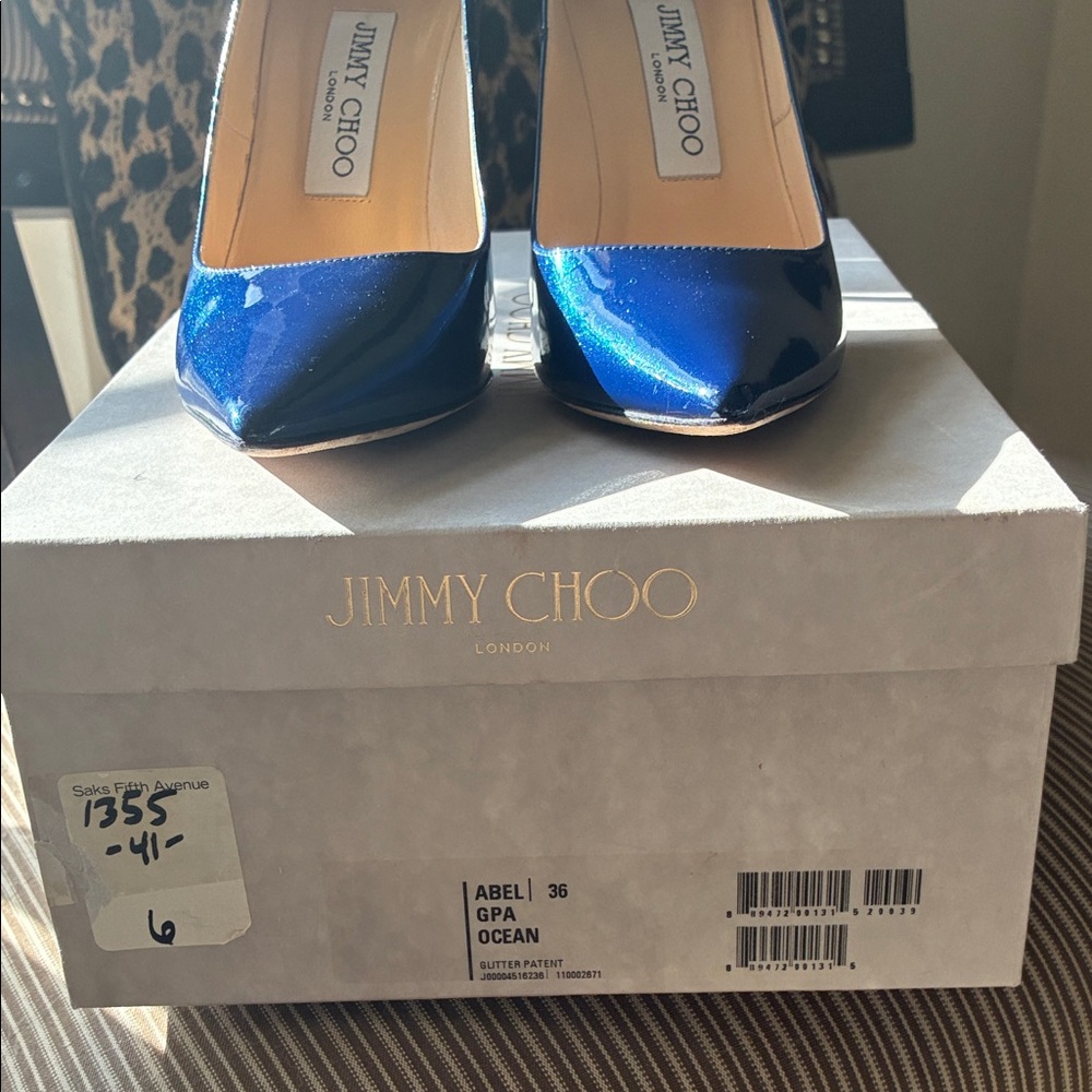 Jimmy Choo Dark Blue Patent Heels - Picture 3 of 6